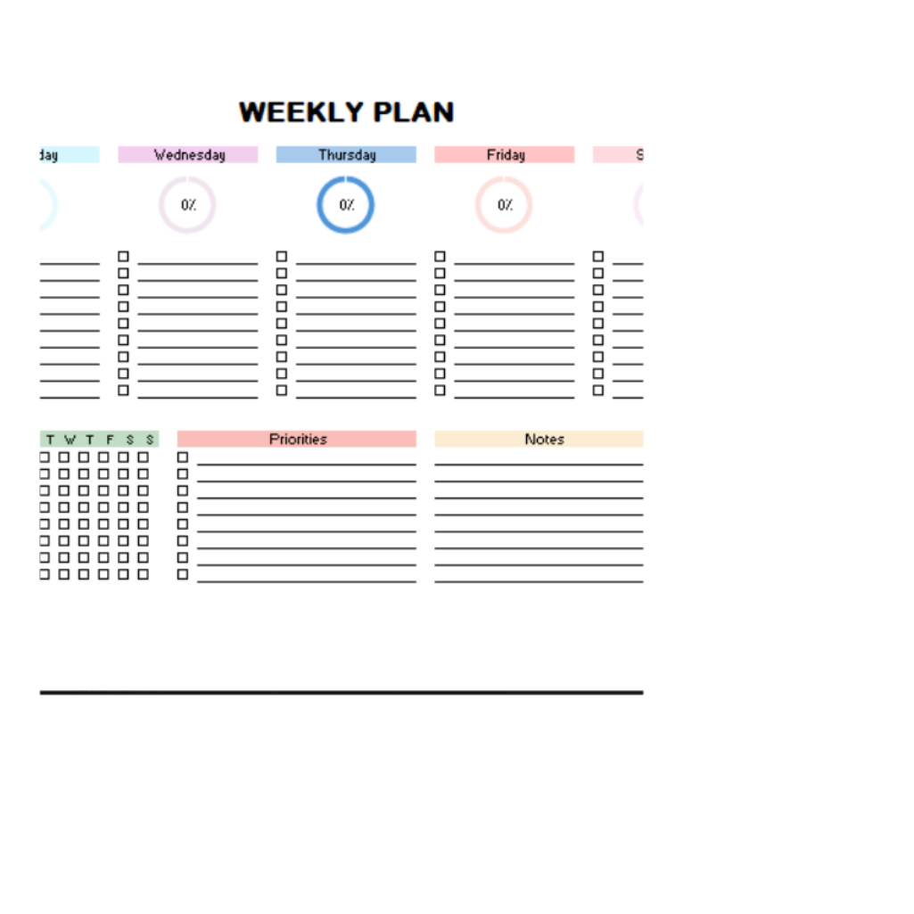 Digital Weekly Planner - Excel Template