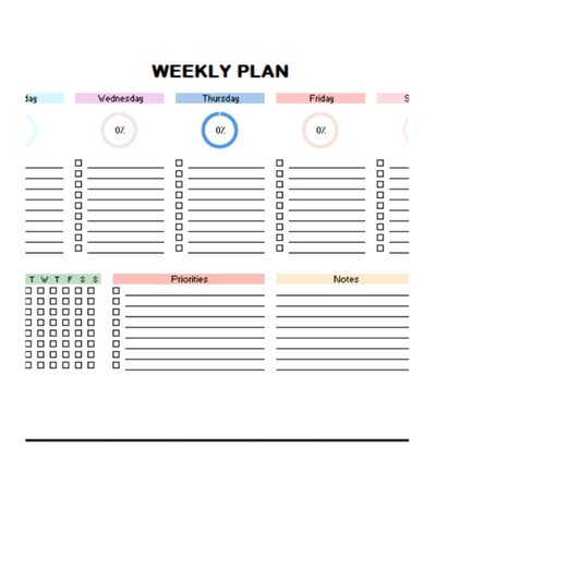 Digital Weekly Planner - Excel Template